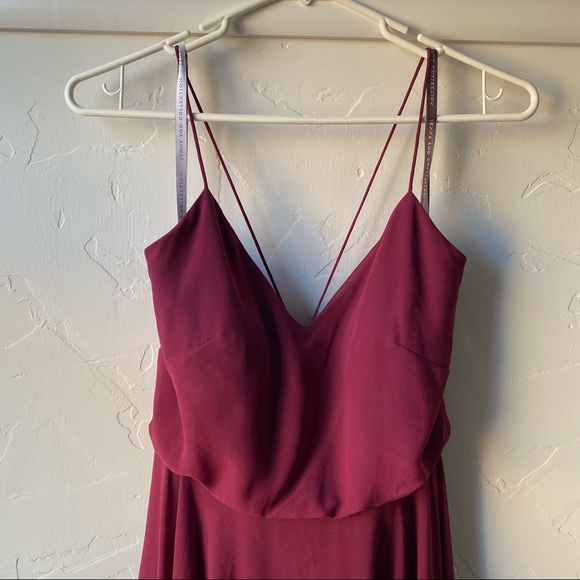 Jenny Yoo Bridesmaid Dress Hibiscus Burgundy - Picture 4 of 7